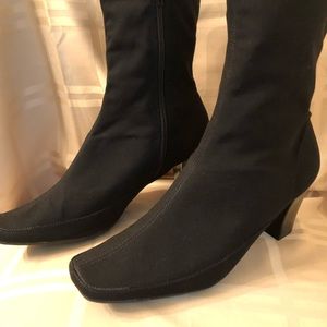 Woman’s Black Fabric Boots